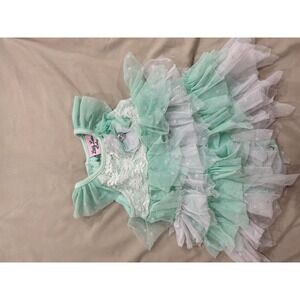 Little Lass Baby Girls Mint Green White Lace Tutu Romper Dress 3-6M Polka Dot